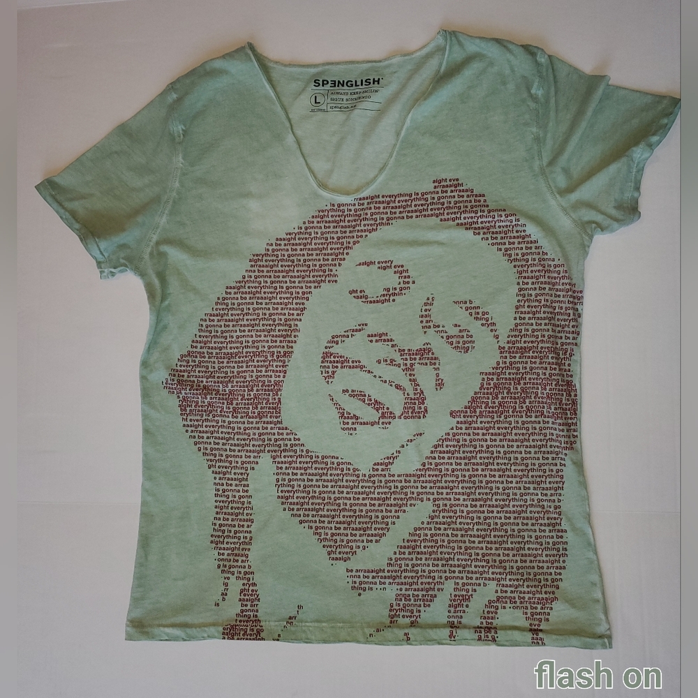 Spenglish Men's Green Bob Marley Graphic Tee Sz L